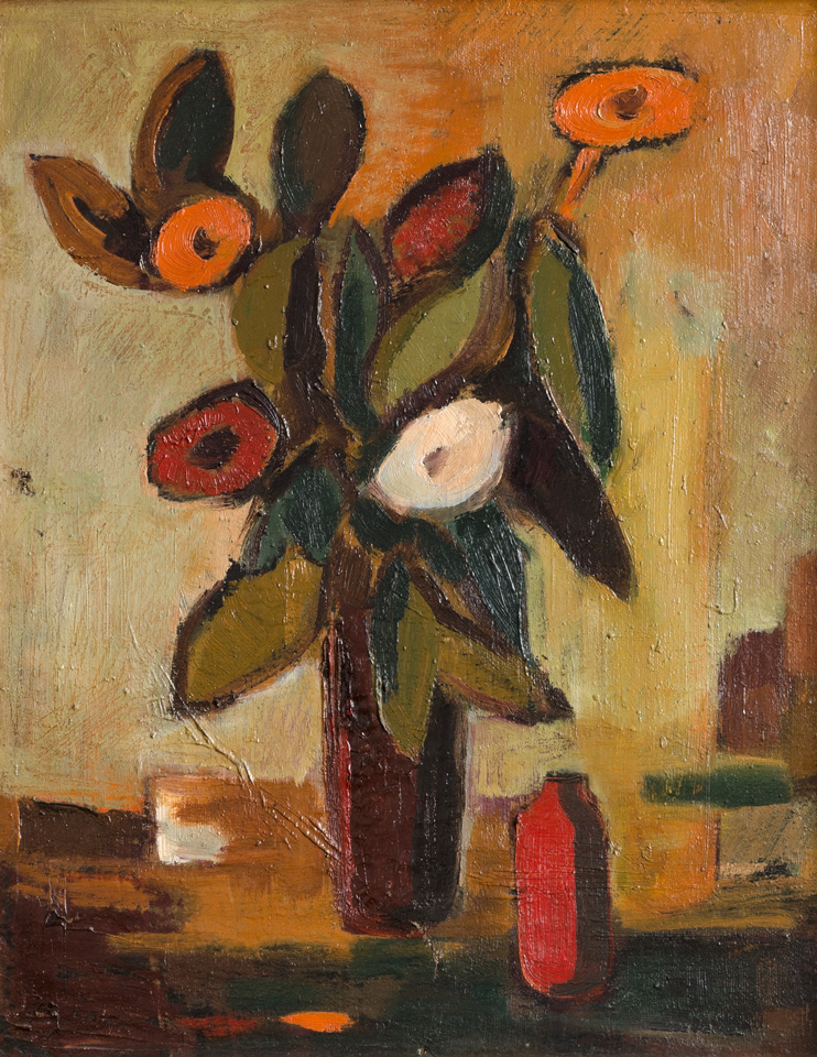 Erwin Hahs: Blumenstück, um 1923, Öl auf Leinwand, 50,7 ×  40,7 cm, Kulturstiftung Sachsen-Anhalt, Kunstmuseum Moritzburg Halle (Saale), Foto: Angela Dolgner © Nachlass Erwin Hahs