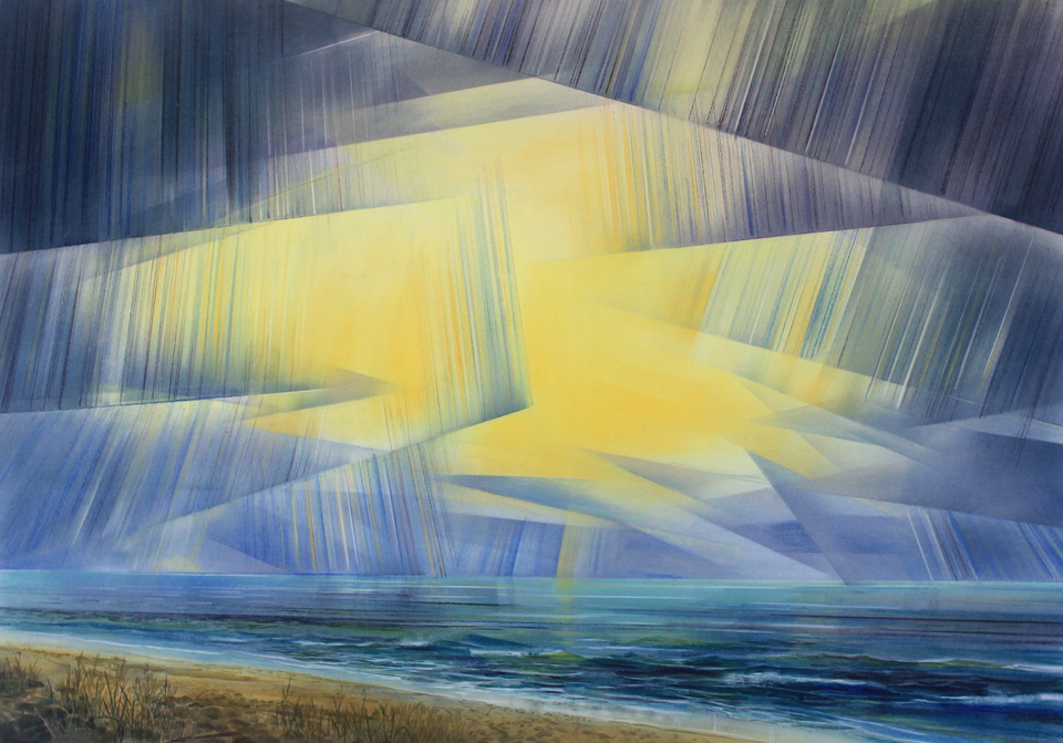Wieland Payer: Strand, 2022, Pastell und Aquarell auf MDF, 70 × 100 cm, Wieland Payer, Dresden © Wieland Payer